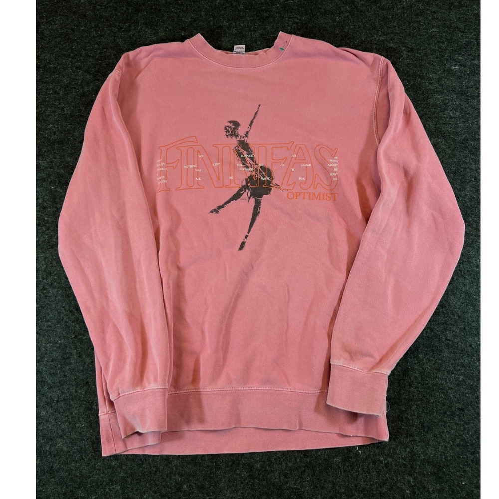 Finneas Optimist Merch Pink Garment Dyed Crewneck Sweatshirt Large Independent